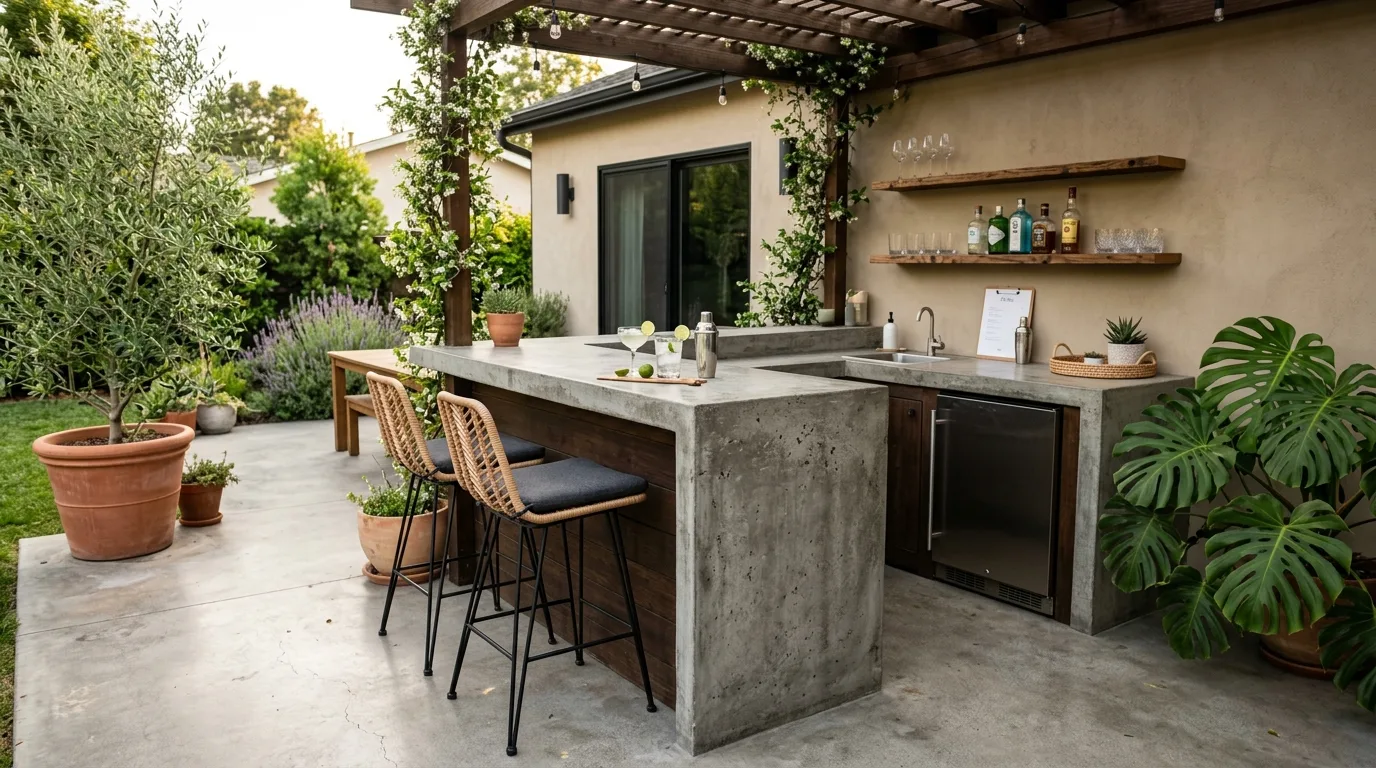Concrete Patio with Outdoor Bar Area